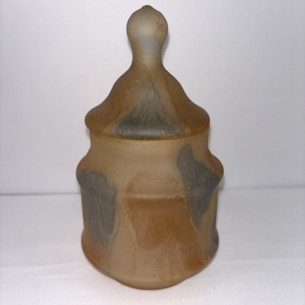 Vtg GAT-International Kiryat Israel Hand Painted Drip Watercolor Apothecary Jar